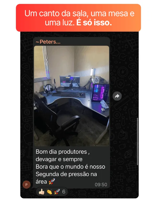 Depoimento de aluno sobre setup com mesa e luz